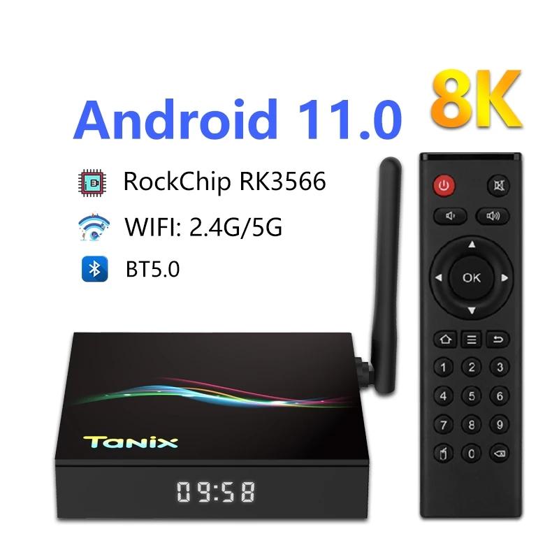 TANIX TX66 ȵ̵ 11 TV ڽ, 8K Ĩ RK3566 1000M LAN 2.4G 5G     ýƮ Ʈ  ڽ